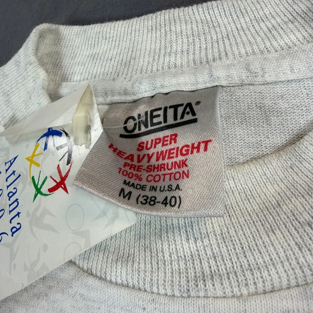 Vintage Atlanta 1996 Olympic Games T-Shirt Oneita Grey Heather Mens Medium NWT